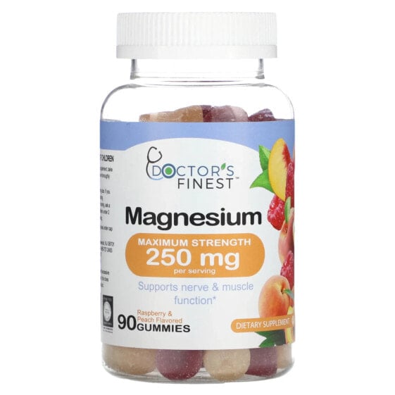 Витаминно-минеральный комплекс Doctor's Finest Магний, Малина и Персик 250 мг, 90 жевательных конфет (83 мг в одной конфете)