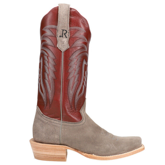 R. Watson Boots Charcoal Brush Off Embroidered Square Toe Cowboy Womens Red Cas