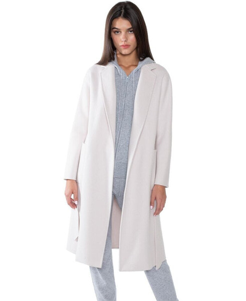 Women's Cashmere Wool Double Face Overcoat with Belt