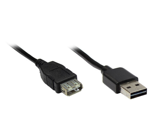 Разъем USB A - USB A 5m M/F - 5 м - USB A - USB A - USB 2.0 - Мужской/Женский - Черный