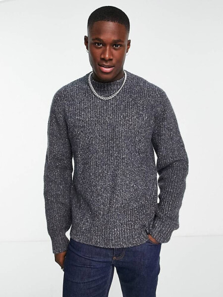 River Island chunky crew neck jumper in grey