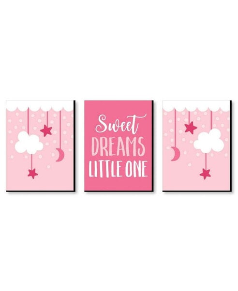 Baby Girl - Pink Nursery Wall Art Room Decor - 7.5 x 10 inches - Set of 3 Prints