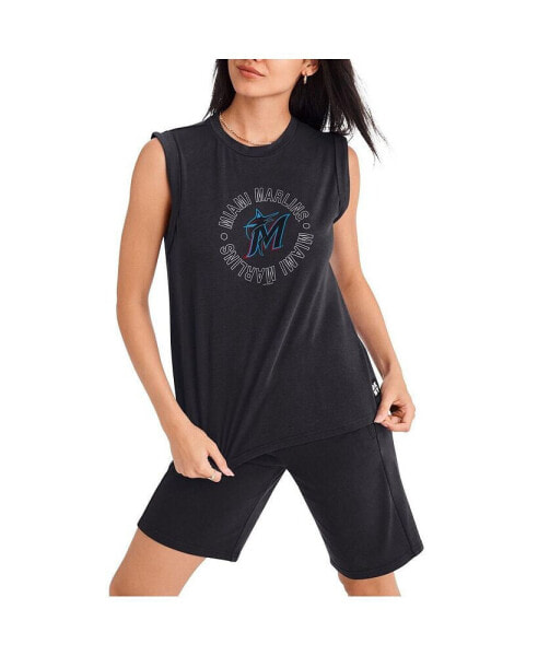 Women's Black Miami Marlins Madison Tri-Blend Tank Top