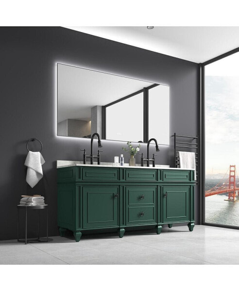 60X 36 Inch LED Mirror Bathroom Vanity Mirror With Backlight, Wall Mount Anti-Fog Memory Large