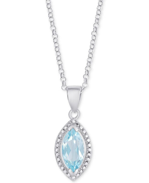 Blue Topaz Marquise 18" Pendant Necklace (1-1/5 ct. t.w.) in Sterling Silver