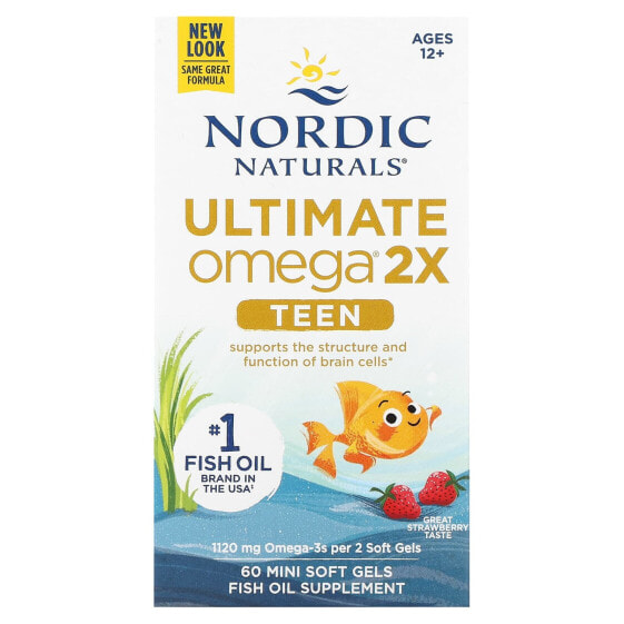 Nordic Naturals, Для подростков, Ultimate Omega 2X, для детей от 12 лет, со вкусом клубники, 60 мягких таблеток