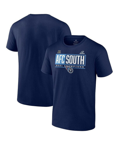 Men's Navy Tennessee Titans 2021 AFC South Division Champions Blocked Favorite T-shirt