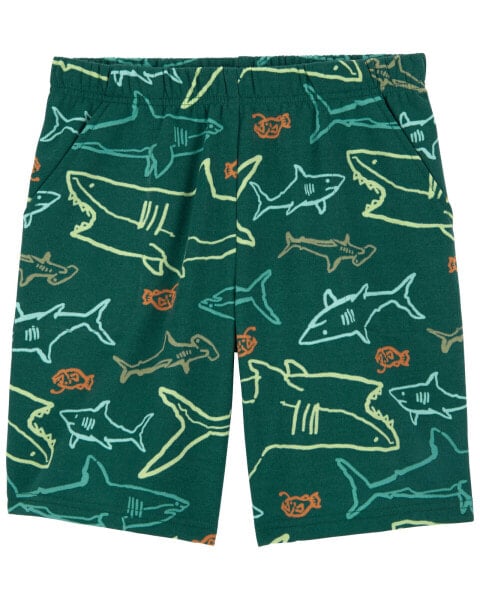 Kid Shark Pull-On Fleece Pajama Shorts 4