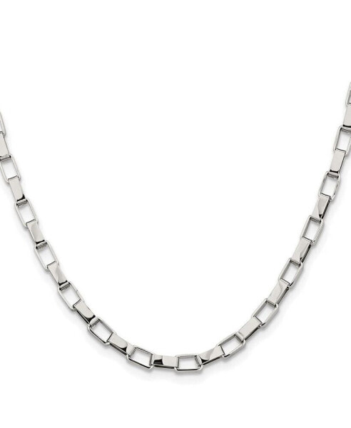 Stainless Steel Polished 4.8mm Square Link Chain Necklace