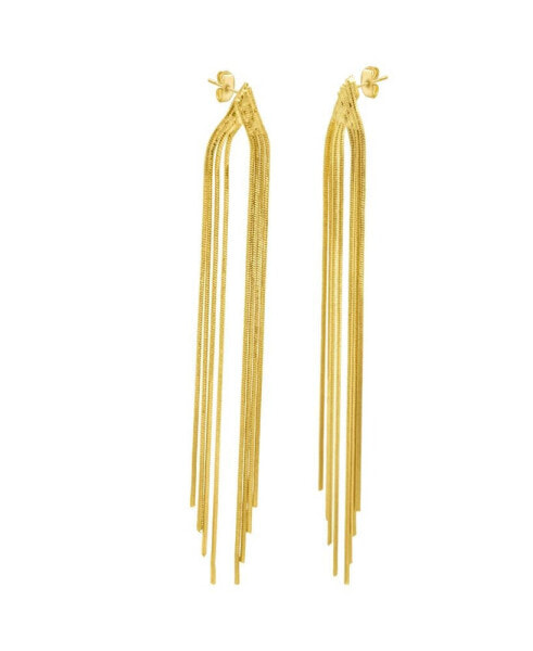 14K Gold-Plated Multi-Strand Slinky Drop Earrings