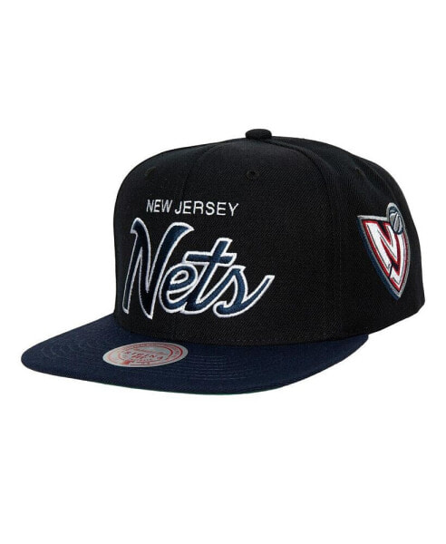 Men's Black New Jersey Nets Hardwood Classics MVP Team Script 2.0 Snapback Hat