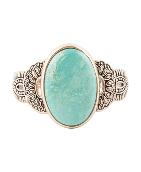 Agave Genuine Blue Turquoise Oval Cuff Bracelet