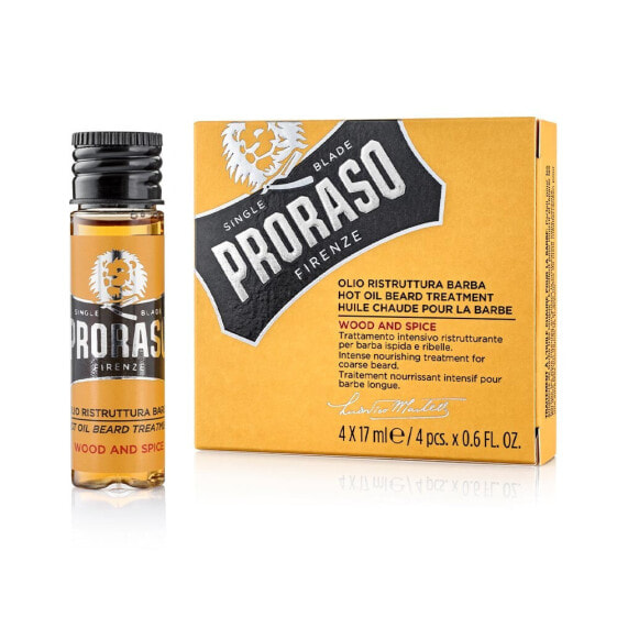 Proraso Wood & Spice Hot Oil Beard Treatment Питательное масло для жесткой и непослушной бороды 4 x 17 мл