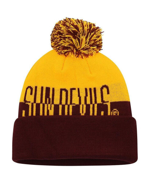Men's Maroon and Gold Arizona State Sun Devils Colorblock Cuffed Knit Hat with Pom