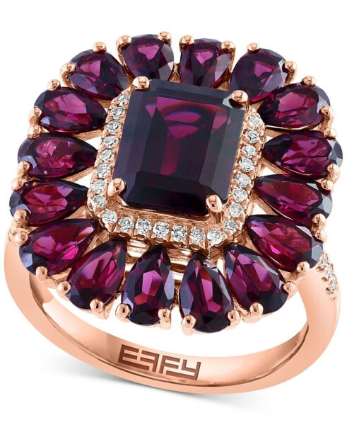 EFFY® Rhodolite (7-1/10 ct. t.w.) & Diamond (1/6 ct. t.w.) Halo Ring in 14k Rose Gold