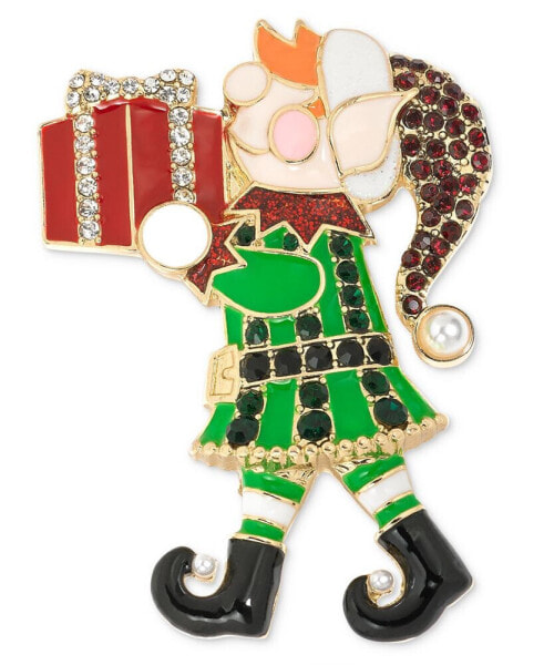 Gold-Tone Multicolor Crystal Elf Pin, Created for Macy's