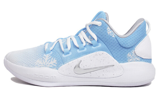 Кроссовки баскетбольные Nike Hyperdunk Low 10 зимние снежинки Вариант с прозрачной чернилой Низкие бело-голубые AR0465-100
