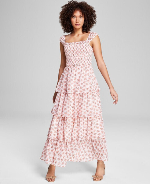 Women's Smocked Tiered Maxi Dress, Created for Macy's