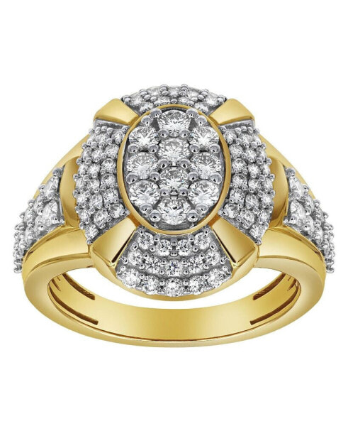 Colosseum Natural Certified Diamond 1.83 cttw Round Cut 14k Yellow Gold Statement Ring for Men