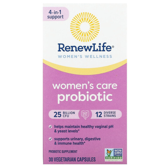 Renew Life, пробиотик для женского здоровья, 25 млрд КОЕ, 30 вегетарианских капсул