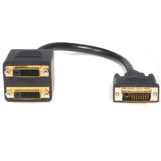 StarTech.com 30cm (1 ft) DVI-D to 2x DVI-D Digital Video Splitter Cable - M/F~1 ft DVI-D to 2x DVI-D Digital Video Splitter Cable - M/F - 0.3 m - DVI-D - 2 x DVI-D - Male - Female - Black