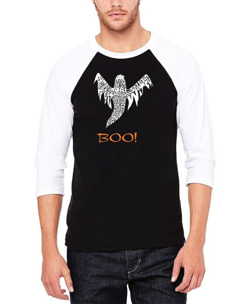 Men's Halloween Ghost Raglan Baseball Word Art T-shirt