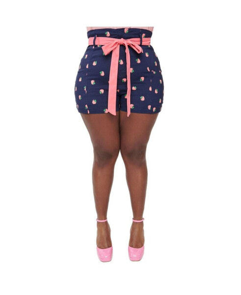 Plus Size Stretch Tied & True Shorts With Sash