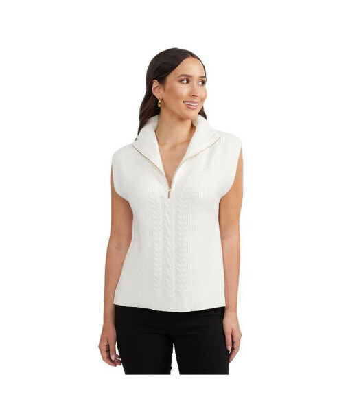 Women's Sleeveless Half Zip Sweater Vest