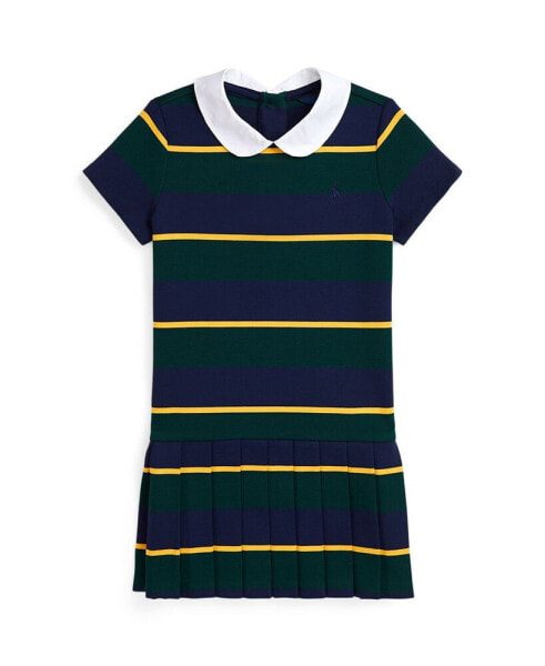 Toddler And Little Girls Striped Pleated Ponte Dress