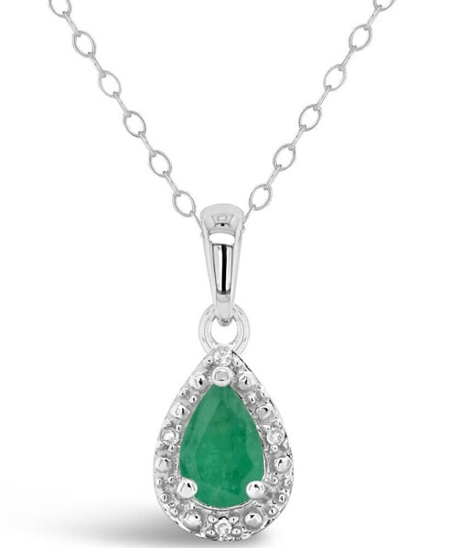 Emerald (3/8 ct. t.w.) and Diamond Accent Pendant Necklace in Sterling Silver