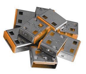 Lindy USB Port Blocker (without key) - Pack of 10, Colour Code: Orange, Port blocker, USB Type-A, Orange, Acrylonitrile butadiene styrene (ABS), 10 pc(s), Polybag