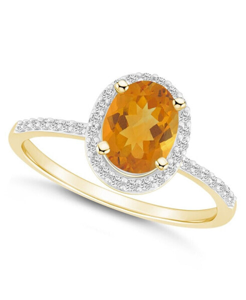 Citrine (1-1/5 ct. t.w.) and Lab Grown Sapphire (1/5 ct. t.w.) Halo Ring in 10K Yellow Gold