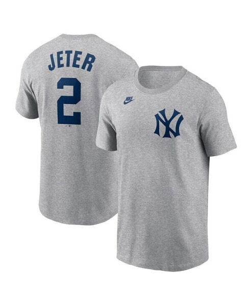 Men's Derek Jeter Heather Gray New York Yankees Fuse Name and Number T-shirt