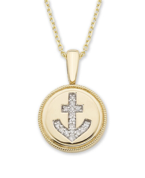 Diamond (1/20 ct. t.w.) Anchor Pendant in 14k Yellow or Rose Gold