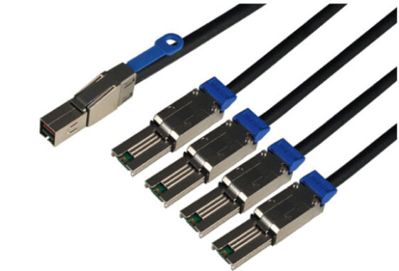 Overland-Tandberg 2M external SAS 4-way fanout cable – mini-SAS HD (SFF-8644) to (4x) mini-SAS (SFF-8088) - 2 m - SFF-8644 - 4 x SFF-8088 - Straight - Straight - Black