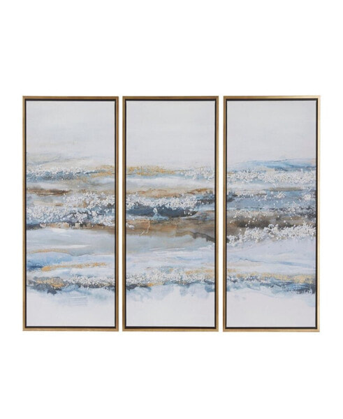 Canvas Landscape Framed Wall Art with Gold-Tone Frame Set of 3, 20" x 39"
