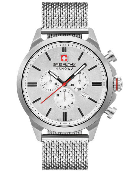Мужские наручные часы с серебряным браслетом Swiss Military Hanowa 06-3332.04.001 Chrono Classic II 45mm 10ATM