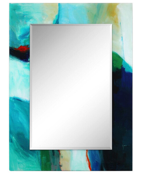 Reverse Printed Tempered Art Glass with Rectangular Beveled Mirror Wall Decor - 48" x 36''