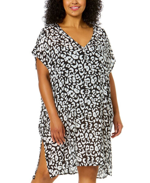 Plus Size V-Neck Short-Sleeve Tunic Cover-Up