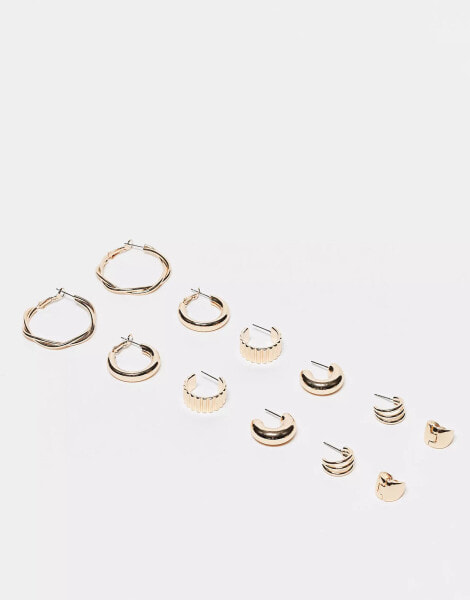 ALDO carenalieta pack of 6 multi hoop earrings in gold