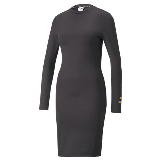Puma Crystal G. Long Sleeve T-Shirt Dress Womens Black Casual 53506901