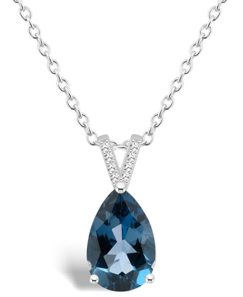 Women's London Blue Topaz (3-2/3 ct.t.w.) and Diamond Accent Pendant Necklace in Sterling Silver