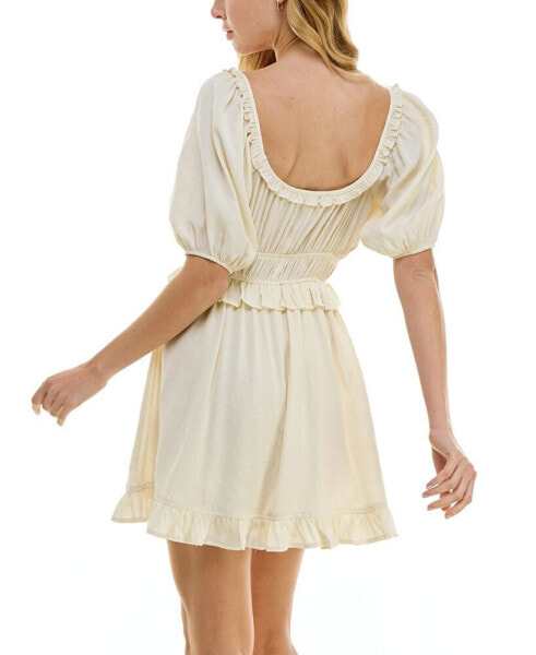 Juniors' Short-Sleeve Ruffle-Trimmed Dress