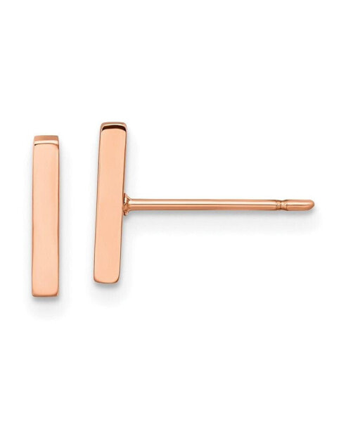 Stainless Steel Polished Rose IP-plated Bar Earrings