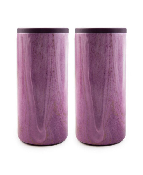 Insulated Garnet Pink Geode Slim Can Coolers, 2 Pack