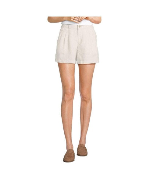 Women's High Rise Pleated A-line 5" Linen Shorts