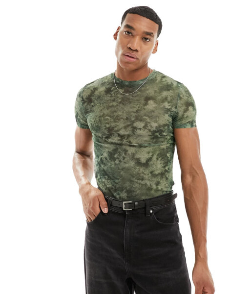 ASOS DESIGN muscle fit mesh t-shirt with print