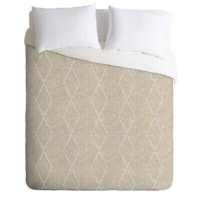 King Little Arrow Design Co Geometric Boho Diamonds Duvet Set Beige - Deny