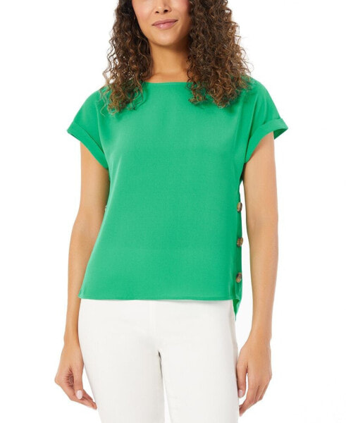 Women's Short-Sleeve Button-Detail Top, Regular & Petite