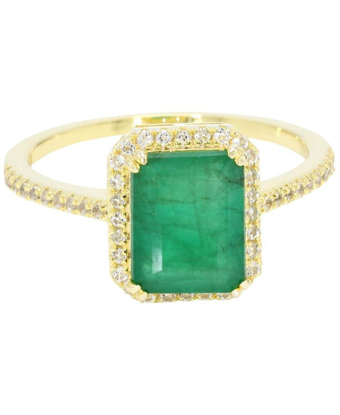 Emerald (2-3/4 ct. t.w.) & White Sapphire (1/4 ct. t.w.) Halo Ring in 14k Gold (Also available in Sapphire)